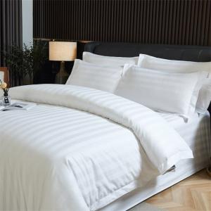 Satin Stripe White Cotton Bedsheet